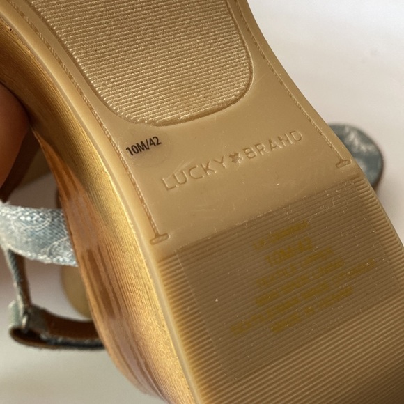 Lucky Brand sandals wedges Demmia acid denim hazy paisley NEW size 10 mushrooms - Picture 8 of 10